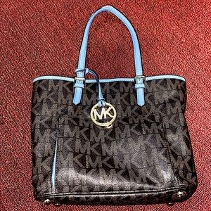 Brown and Blue Michael Kors Purse.
